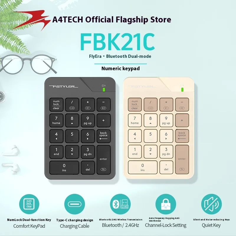 

Shuangfeiyan FBK21C Wireless Bluetooth Digital Keypad External Portable Mini Mute for Financial Accounting