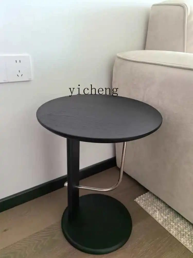 ZF Zhonggu round Tea Table Cherrywood Color Solid Wood Sofa Side Table Small Apartment Stainless Steel Bedside Table