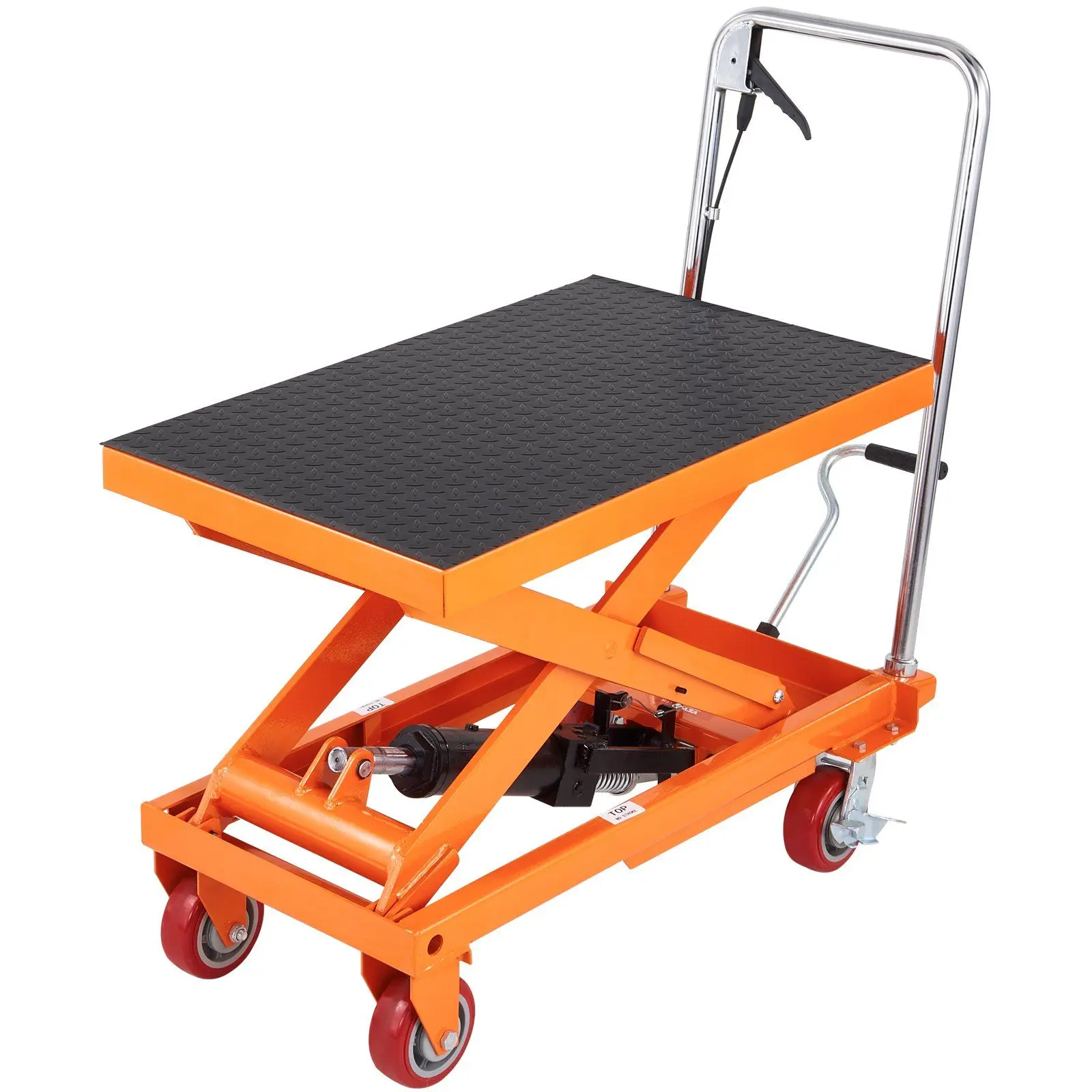 

Hydraulic Lift Table Cart, 1100lbs Capacity 35.4" Lifting Height, Manual Single Scissor Lift Table with 4 Wheels and Non-slip