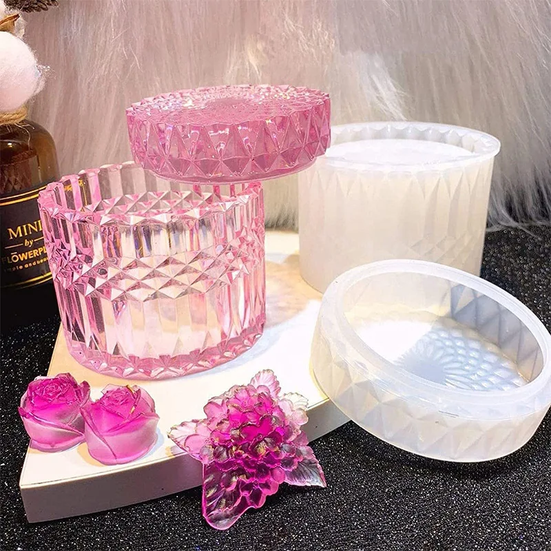 Storage Box Silicone Mold Diy Resin Vase Ripple Candle Cup Molds Plaster Concrete Crystal Storage Jar Mould Home Decor Crafts