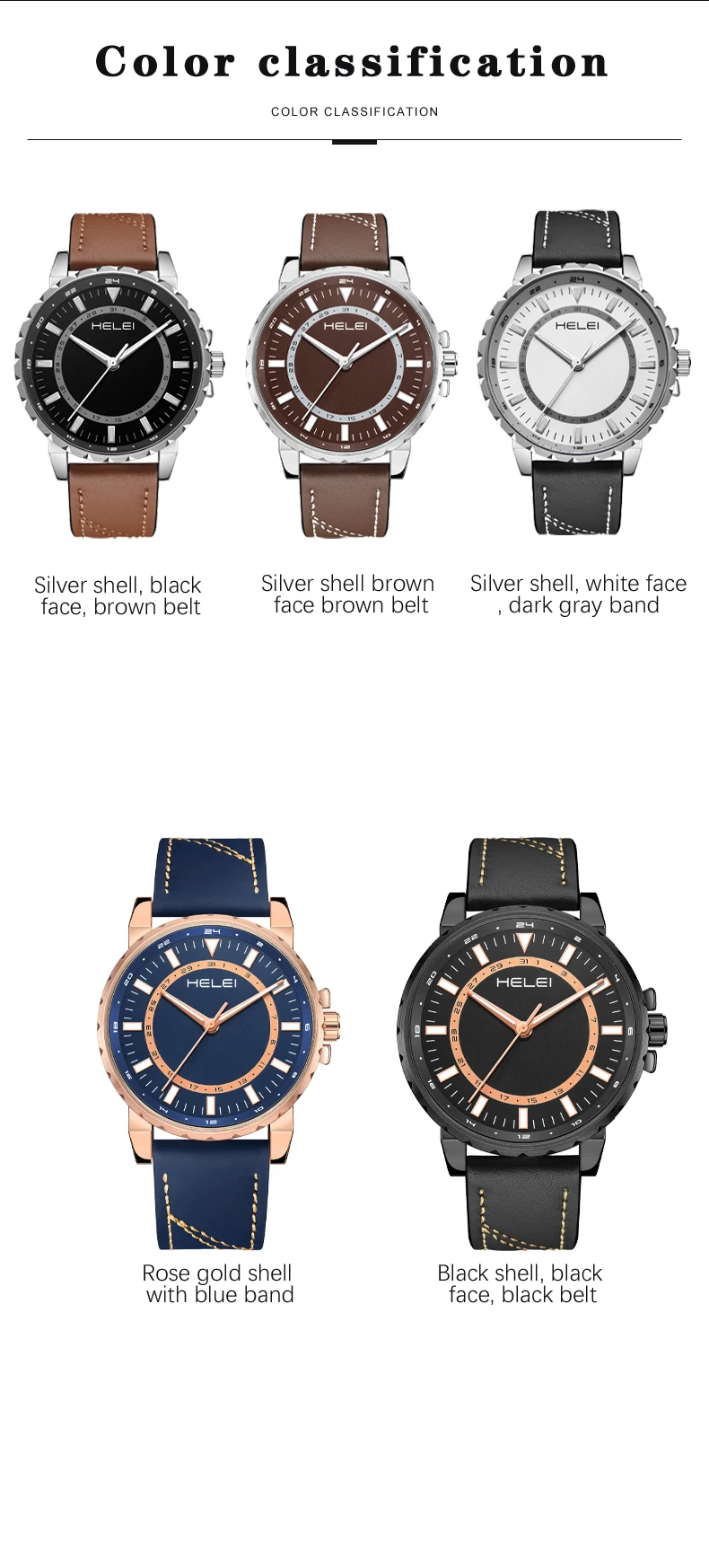 ساعة يد بسوار من الجلد الطبيعي للرجال ، ساعة كوارتز رياضية غير رسمية ، تاريخ ، موضة جديدة