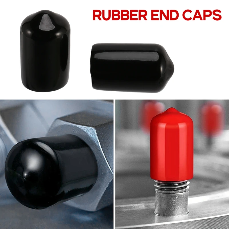 T61C_100Pcs Rubber End Caps 9.5Mm ID PVC Round Tube Bolt Cap Cover Black