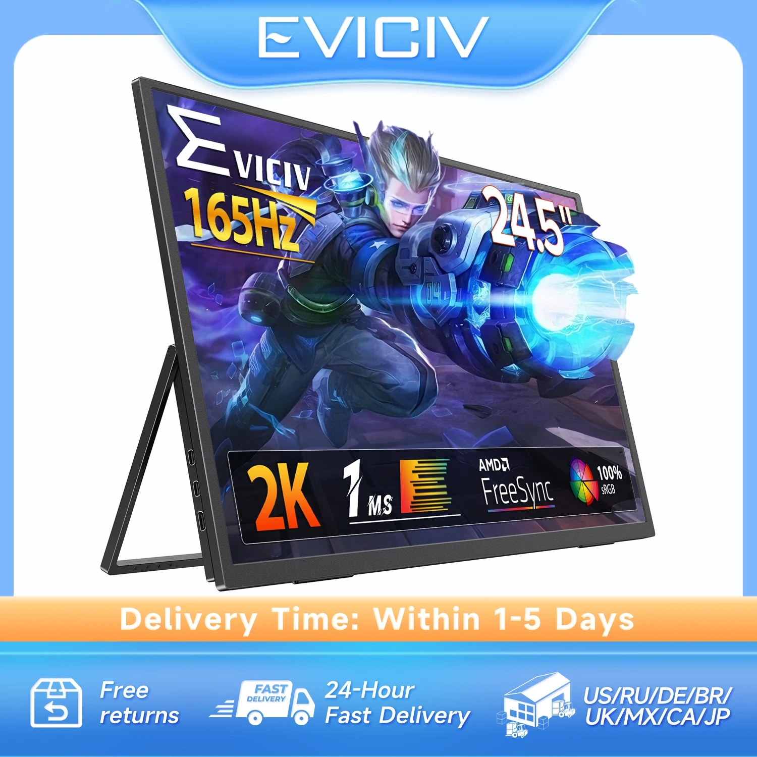 

Eviciv 2K Gaming Monitor 165Hz 24.5" 100%sRGB With HDMI Desktop Computer Display For Laptop PC Mac Game Console Extender Screen