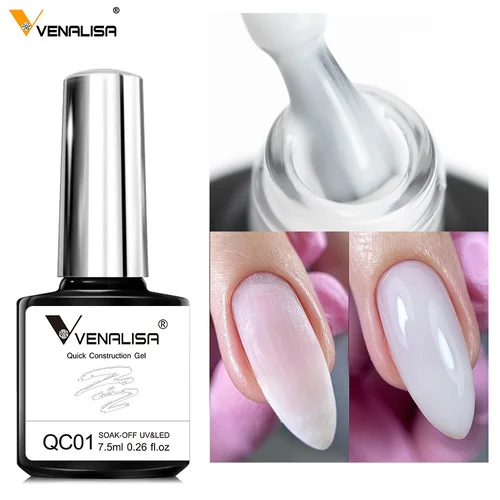 Imagen 2 del producto Esmalte de uñas VENALISA semitransparente de construcción rápida, 7,5 ml, rosa gelatina, divertido conejito, uñas francesas, Gel de cobertura completa