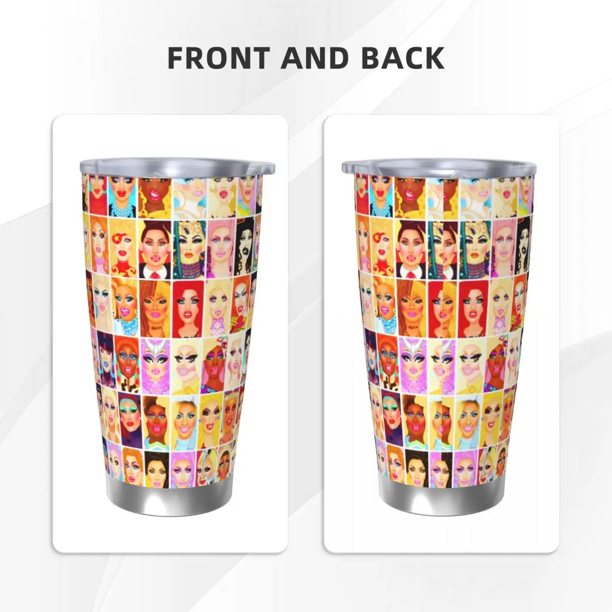 Drag Queen Royalty Insulated Tumbler with Straws RuPaul's Race Rupaul RPDR Vacuum Thermal Mug Double Wall Car Bottle Cup, 20oz