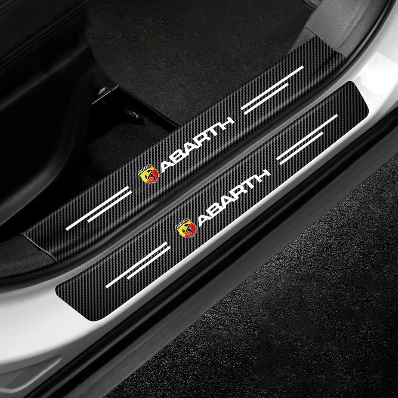4pcs Car Threshold Strip Trunk Door Sill Protection Sticker Auto Accessories For Fiat Abarth 595 Abarth 500 abarth 124 spider