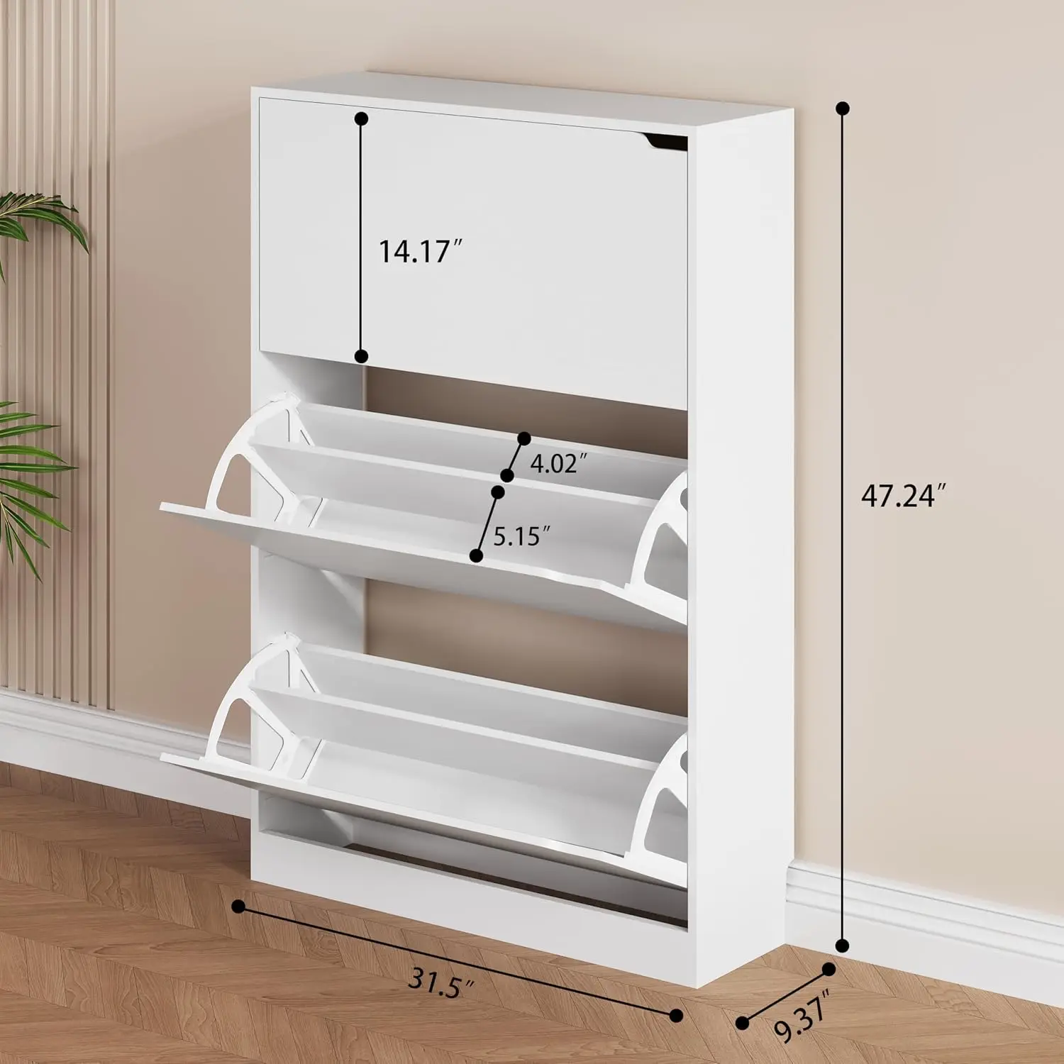 Wood Freestanding Shoe Storage Cabinet,3 Flip Drawers Adjustable Shelves Entryway Shoe Organizer Rack, Custom