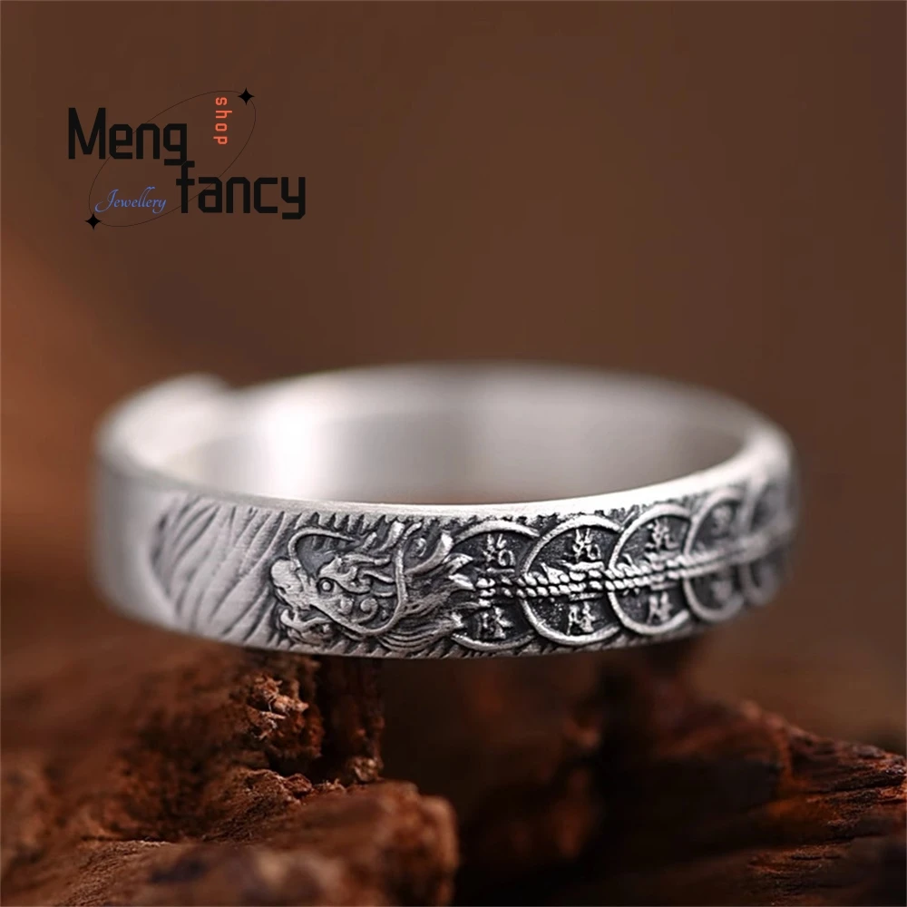 

Coin Dragon Ring For Men, A Retro Ethnic Style Male Ring With Adjustable Opening Fashion Jewelry Exquisite Elegant Popular