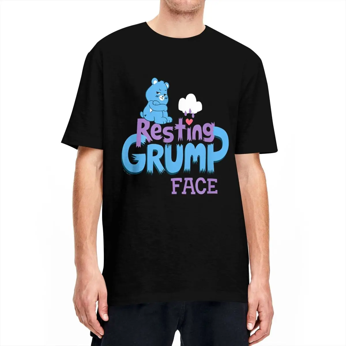 Care Bears Grumpy Bear Resting Grump Face Cloudy Mood Logo T Shirts Men Women Cotton T-Shirt O Neck Tees Short Sleeve Clothing