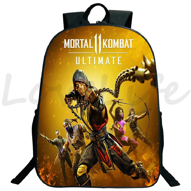 Mochila escolar Mortal Kombat de 16 pulgadas, Mochila escolar con cremallera para adolescentes, Mochila escolar para niños y niñas, mochilas de Anime con estampado 3D