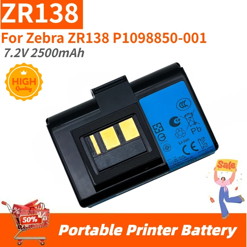 

High Quality 7.2V 2500mAh ZR138 Battery for Zebra ZR138 P1098850-001 Portable Printer Parts Brand New Replacement Battery