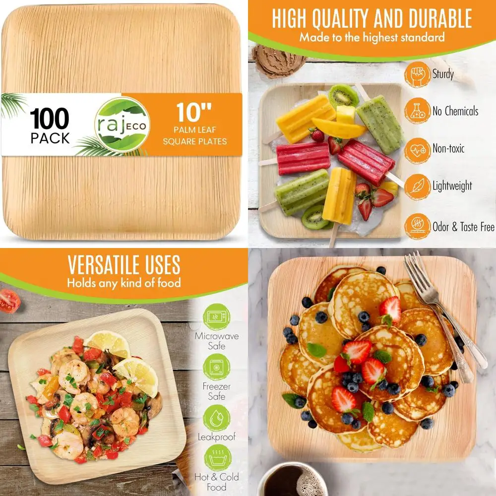 

Компостируемые квадратные одноразовые тарелки под бамбук, 10 дюймов, 100 штук, натуральные деревянные, экологичные, биоразлагаемые, для свадеб и мероприятий