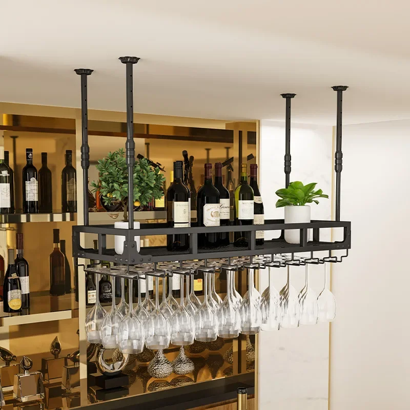 Commercial wrought iron upside down red wine glass rack Multifunctional red wine rack Hanging adjustment rack Hanger shelf