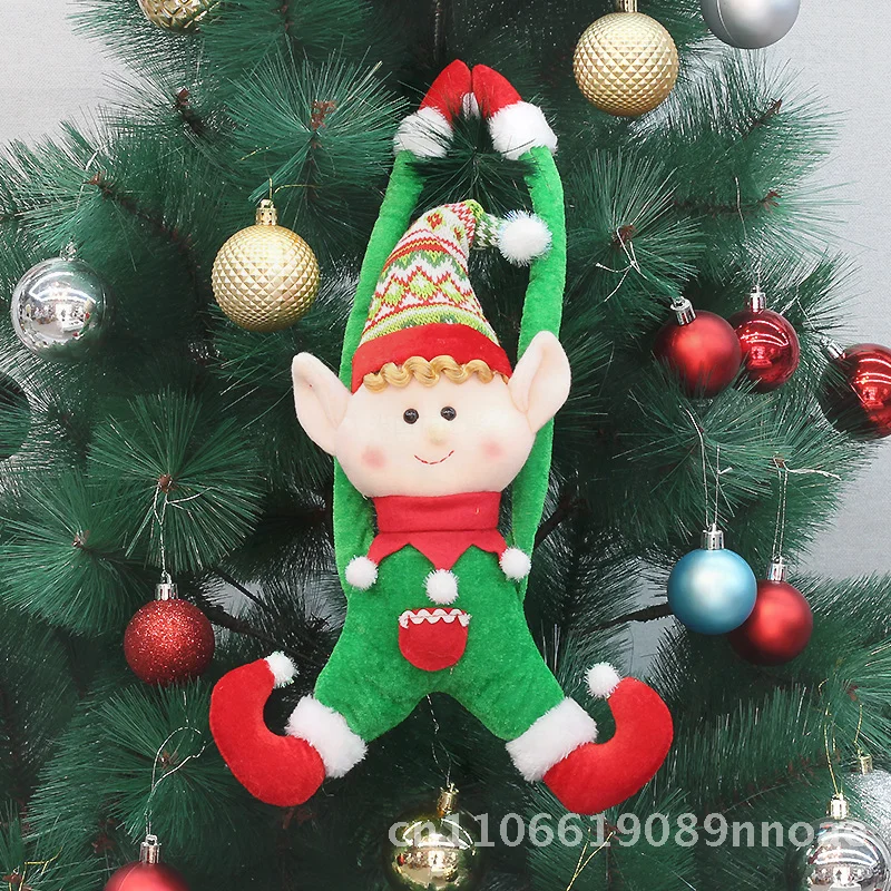 

Рождественская кукла-эльф, занавеска с пряжкой, тканевая дверная подвеска-красный/зеленый эльф, украшение в американском стиле для рождественской елки