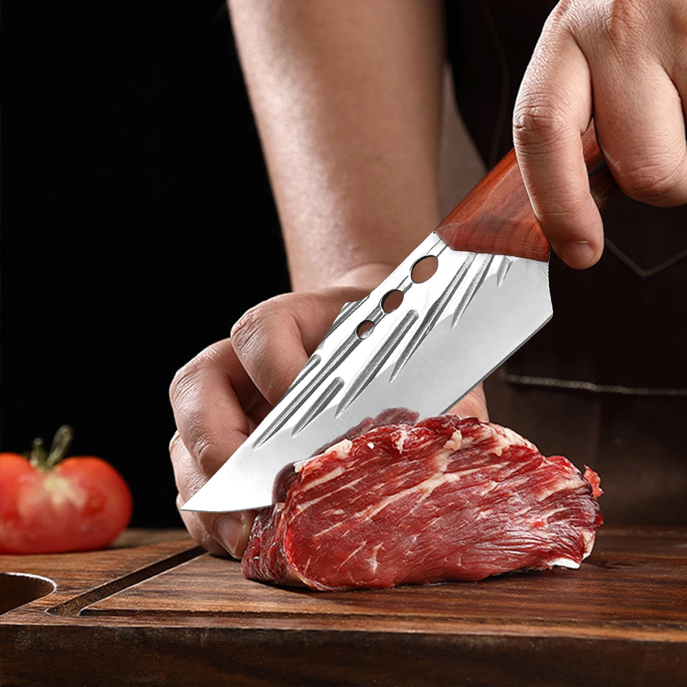 Butcher Boning Knife Slicing Meat Fruit Fish Filleting Knife Wood Handle Kitchen Knives Forged Blade Utility Barbecue Knife Tool