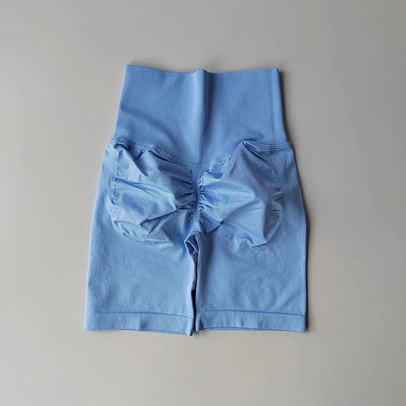 Pfirsichfarbene Fitness-Shorts mit hoher Taille, schnelltrocknend, atmungsaktiv, für das Training, Po-Lifting, eng anliegende Sport-Yoga-Dreiviertelhose – Detail 18
