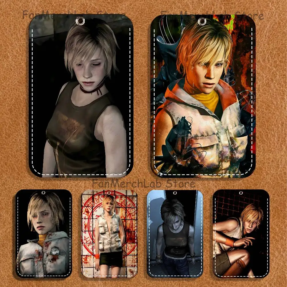 Кожаный брелок-картхолдер H-Heather Mason S-Silent Hill 3 с узором, для ключей, брелок для дверных замков, брелок для ID-карт