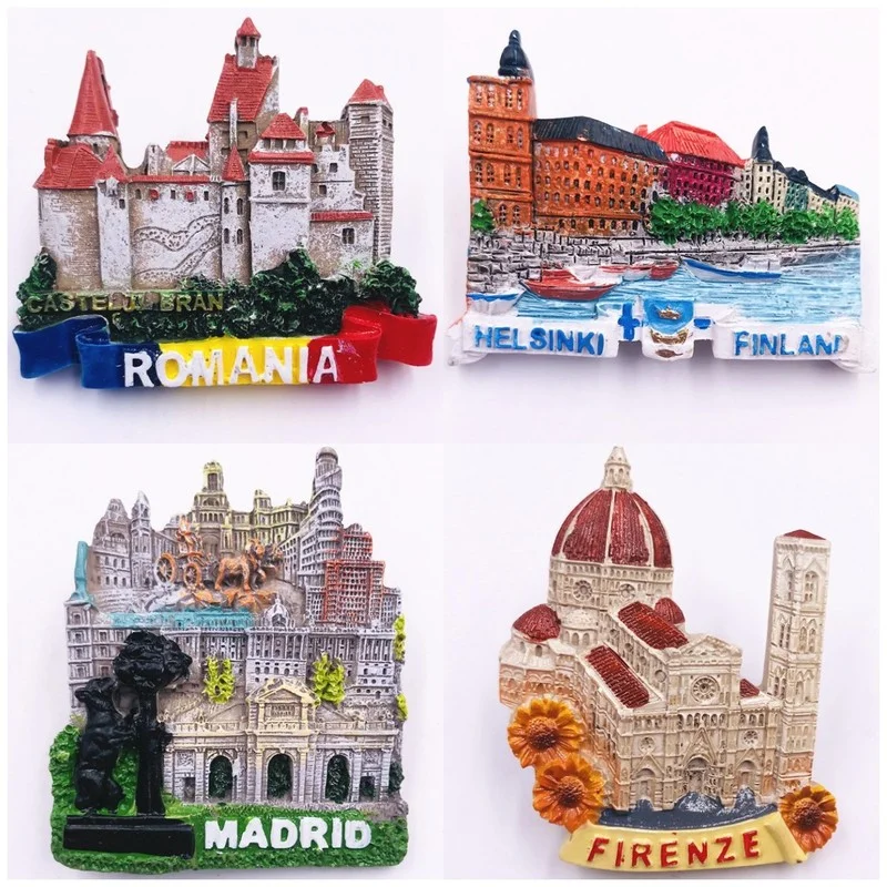 World Famous Resorts Travelling Souvenirs Fridge Magnets Germany Denmark Tourist Souvenirs Magnetic Stickers for Message Board