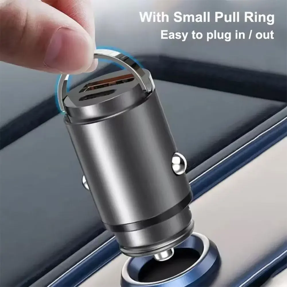 

100W-200W Mini PD QC Pull Ring Fast Charging Car Charger USB C Car Phone Charger Adapter For IPhone Xiaomi Samsung Huawei
