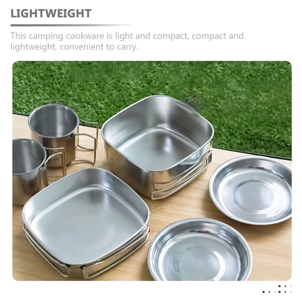 

Multi Stainless Steel Cookware Set Portable for Outdoor Use Pan Camping Pot Travel