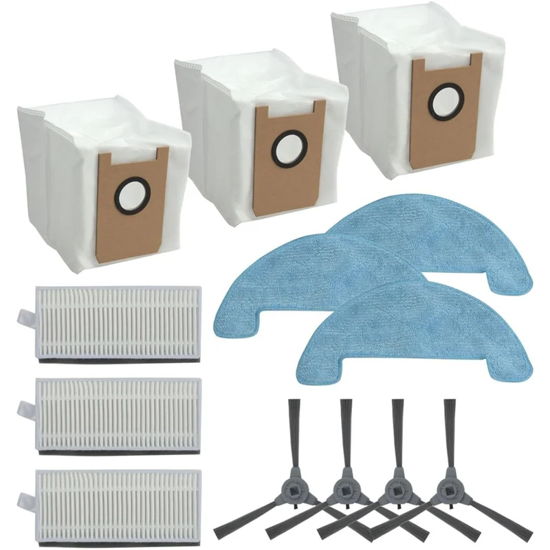 مجموعة ملحقات T27C لـ Loorow AT800 جهاز آلي لتنظيف الأتربة فرش جانبية مرشحات Hepa وسادات ممسحة