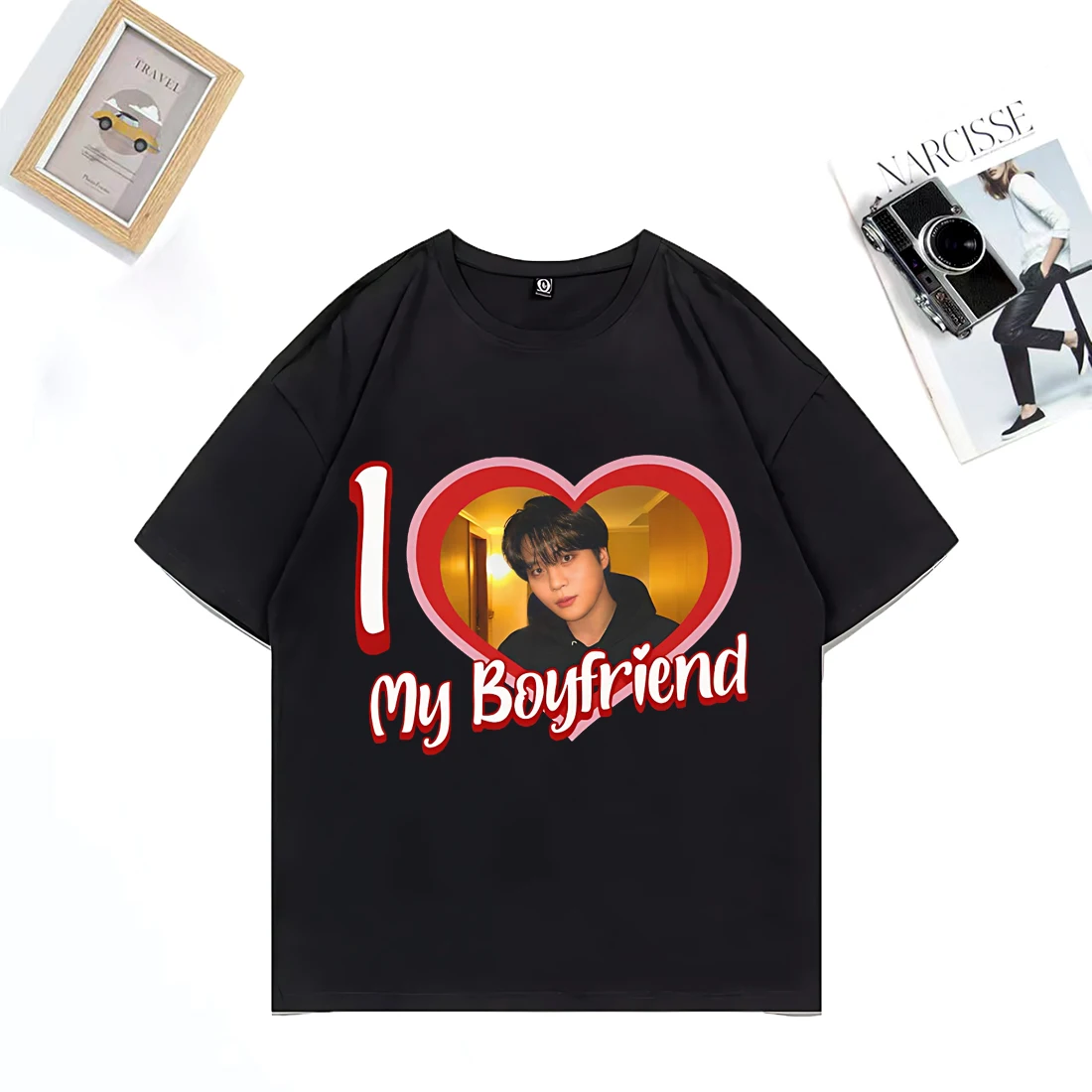 

Ateez Jongho I Love My Boyfriend Graphic T-Shirt Men women plus size tops short sleeve Hip Hop vintage clothes Cotton Tshirt