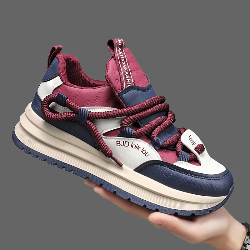 

Thick Sole Pu Leather Breathable Running Man Footwear 2025 Autumn Hot Selling Men's Casual Shoes Fashion Male Anti Slip Sneakers