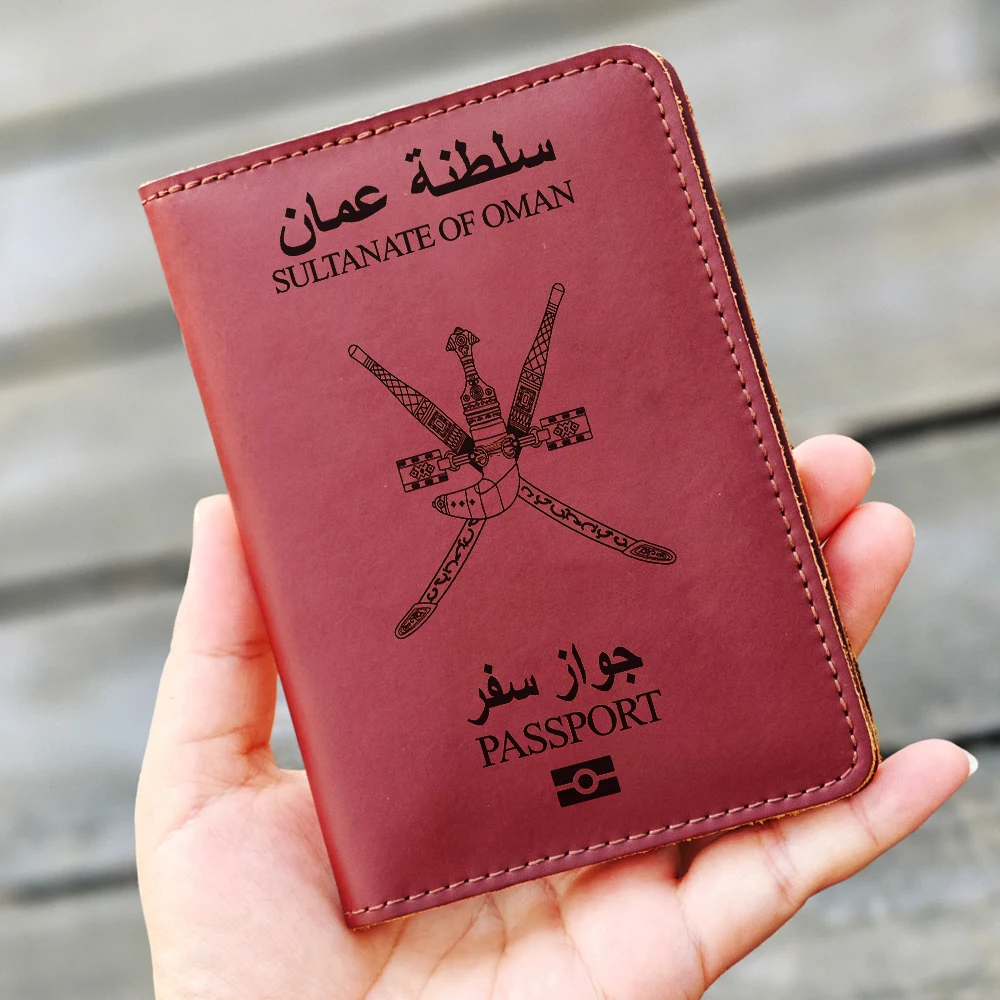 Handmade The Sultanate of Oman Travel Passport Cover Personalised Custom Name Genuine Leather Oman Passport Holder Card Holder