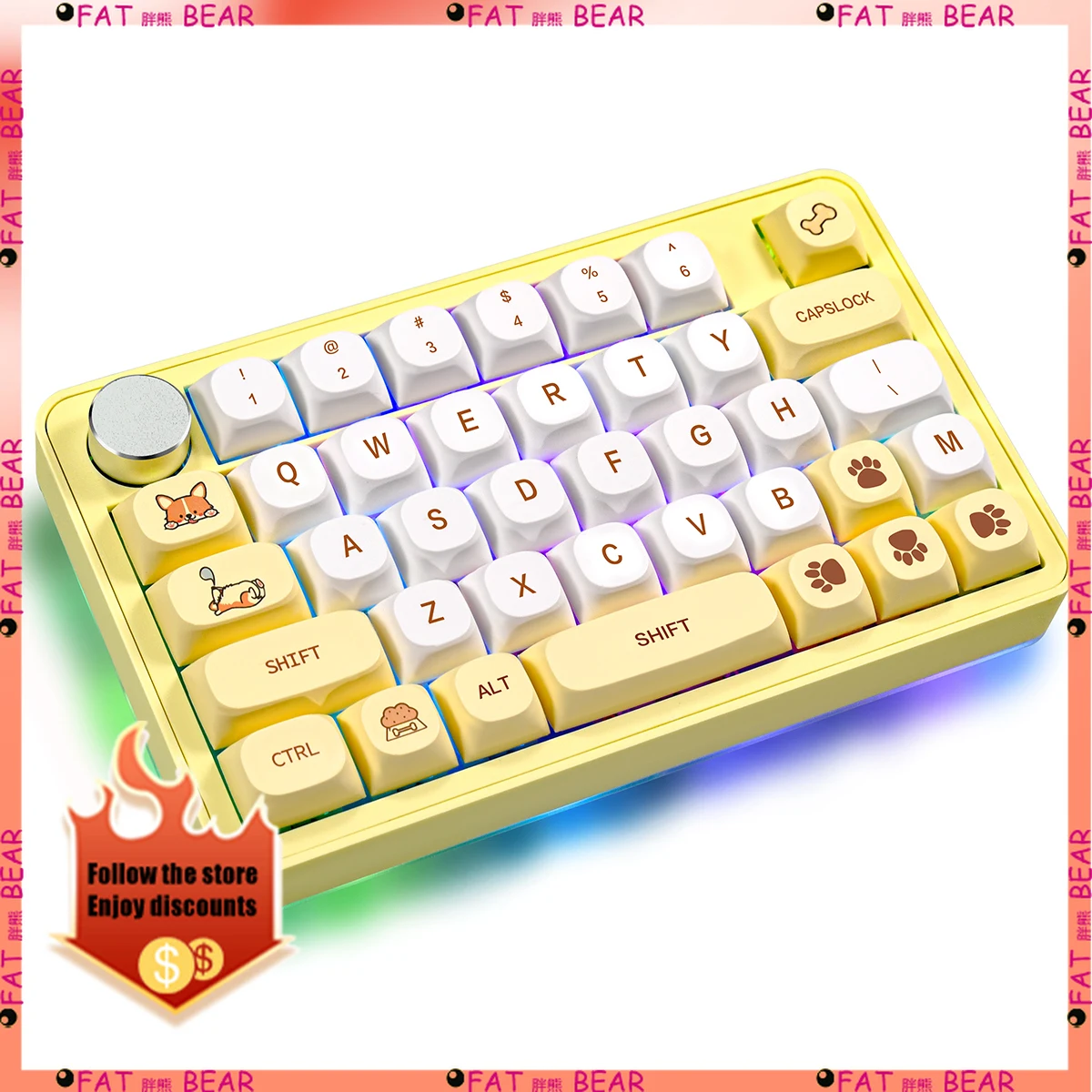 MK40 Mechical Keyboard Macro Programming RGB Customized Wired Knob One-Hand Left-Hand Gaming Keyboard 38Keys Laptop Accessory