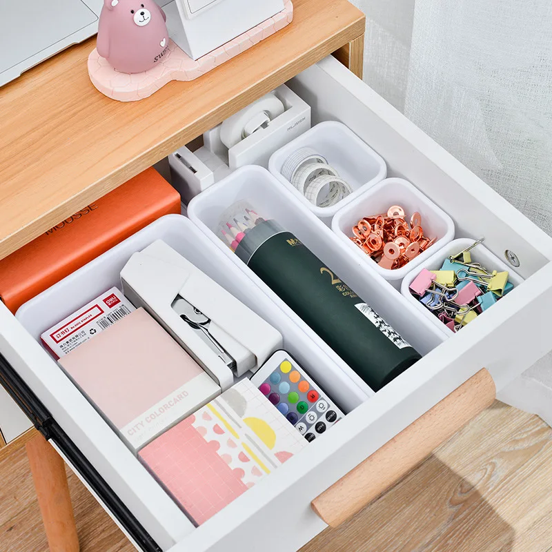 13/26PCs Drawer Organizers Separator for Home Office Desk Kitchen Divider Stationery Storage Box Women Makeup Organizer Boxes