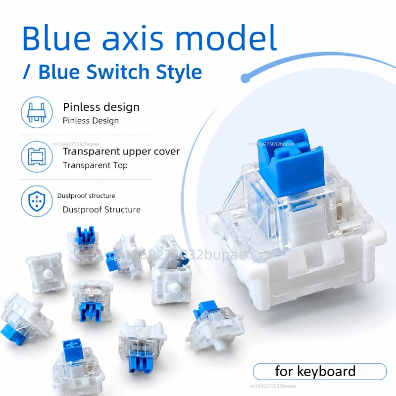 Blue Mechanical Keyboard Switches 3Pin Clicky Tactile Keycap Hot Swap Key Switch for Custom Mechanical Gaming Keyboard Keycaps - view 6