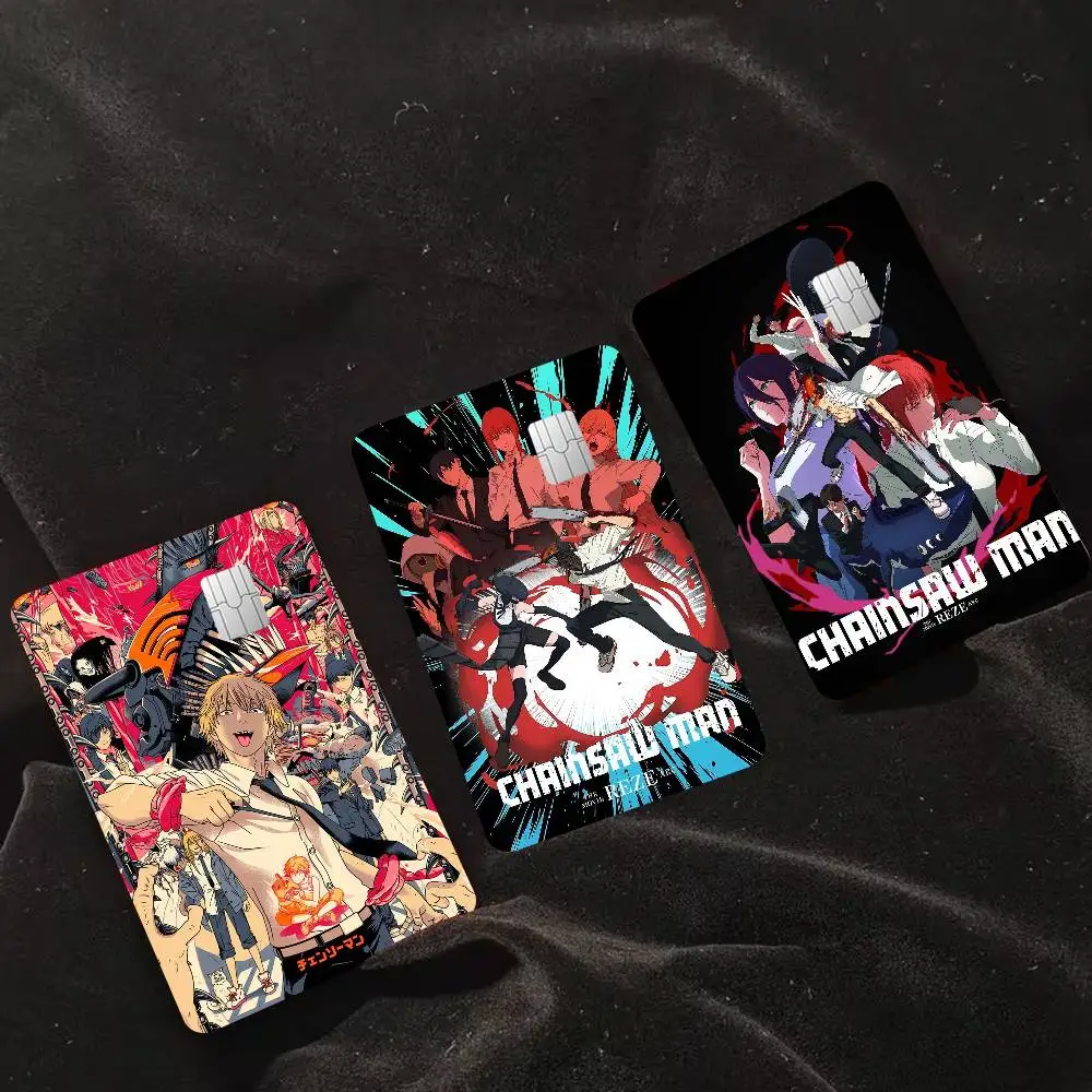 C-Chainsaw Man Anime Anmie Sticker Film Skin Cover For Credit Card Debit Bank Card Front