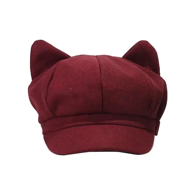 652F القط الأذن قبعة قبعة للكبار الإناث موضة Y2K قبعة مثمنة InsStyle سائق قبعة كول بنات شيلبي قبعة للينابيع