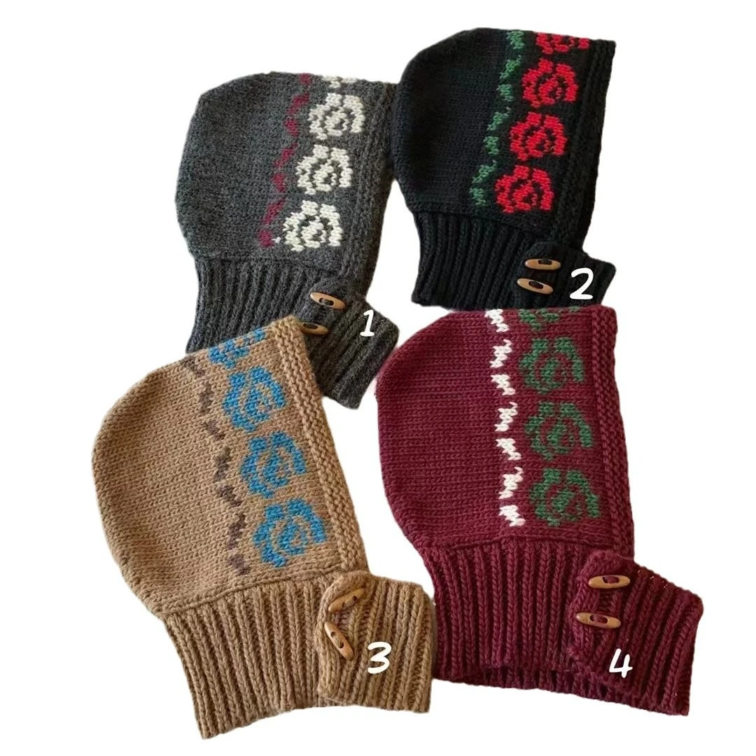 كوريا الجنوبية Dongdaemun شراء Ins Style Retro Balaclava محبوك قبعة الصوف قبعة عصرية ومتعددة الاستخدامات