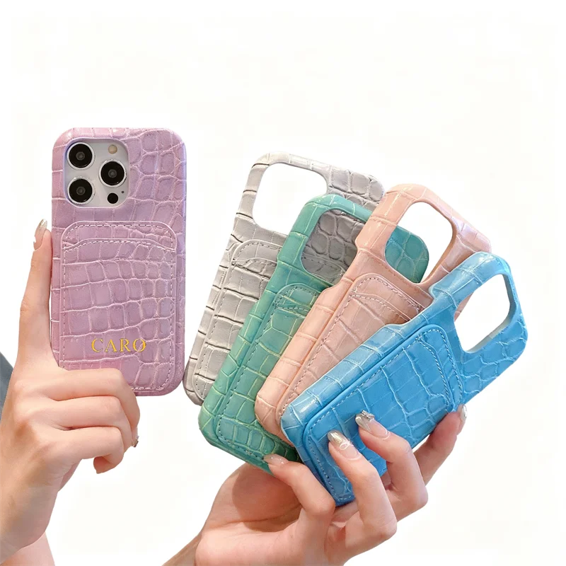 Personalizowane etui na iPhone'a 14 13 12 15 16 17 Pro Max 15 Plus 17air z inicjałami ze złota, wykonane ze skóry krokodyla, z pokrowcem z PU.