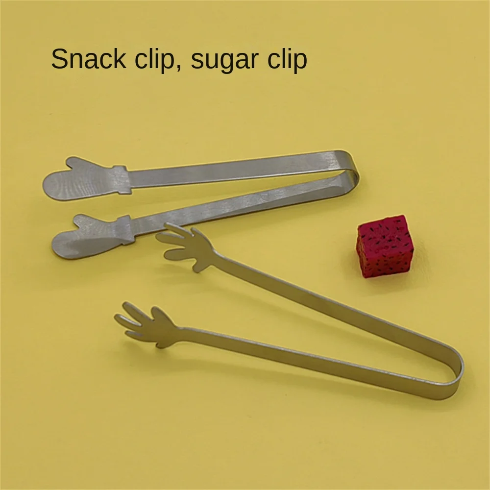 Tea Set Clip Clip Snacks Not Dirty Hand 12.5 × 2.5cm Food Grade Kitchen Accessories Food Clip Free-hands Snack Chopsticks Silver