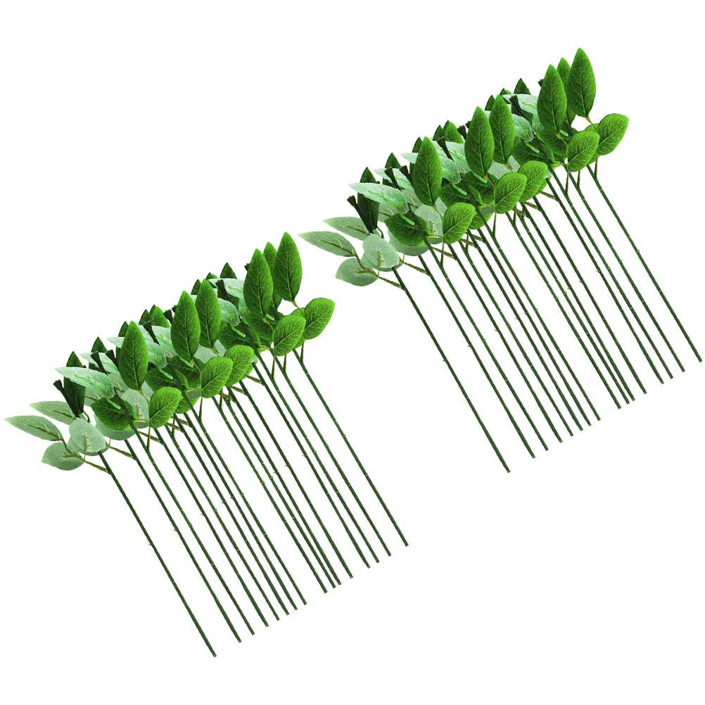 40 Pcs Rose Stem Practical Stems DIY Material Bold Premium Flower Green Floral Wire Plastic Artificial Plant