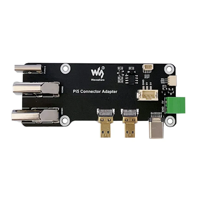 Raspberry Pi 5/4B Micro HDMI To HDMI Easy Adapter board Dual 4K Outputs All Ports To Pi's USB Side UART