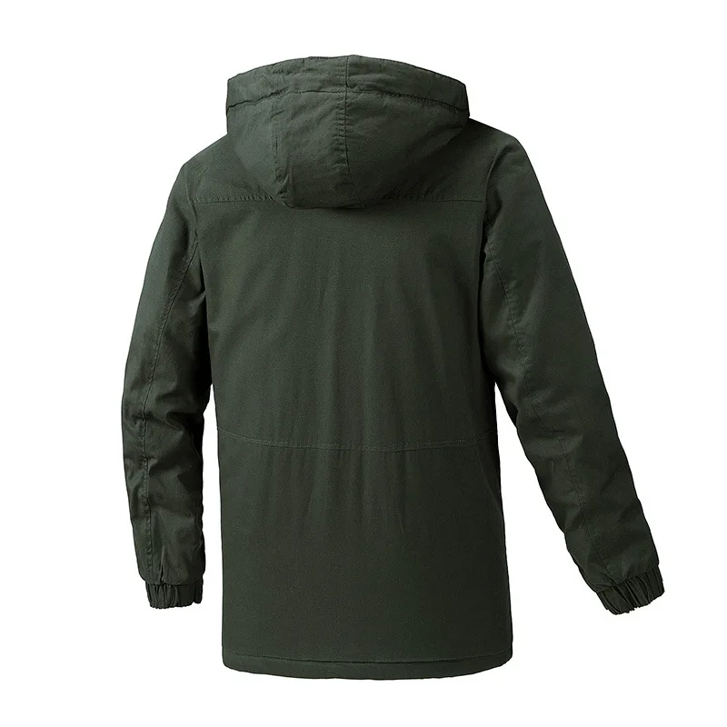 Giacca invernale imbottita in cotone da uomo, casual, di media lunghezza, con cappuccio, in caldo pile, per la stagione fredda