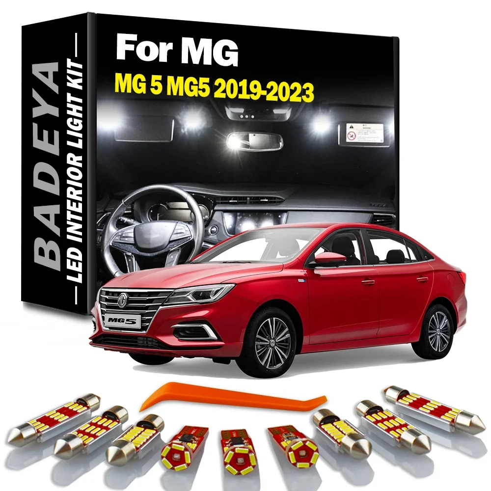 BADEYA 9Pcs Akcesoria samochodowe Canbus do MG 5 MG5 2019 2020 2021 2022 2023 Zestaw oświetlenia wewnętrznej mapy LED Zestaw oświetlenia tablicy rejestracyjnej