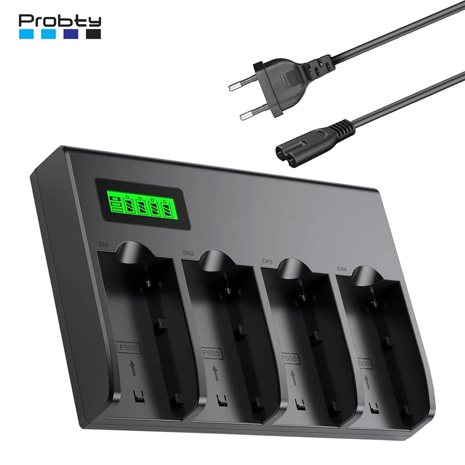 4-Channel Battery Charger with LCD Display for Sony NP-F970, NP-F960, NP-F770, NP-F750, NP-F570, NP-F550 Camera Battery