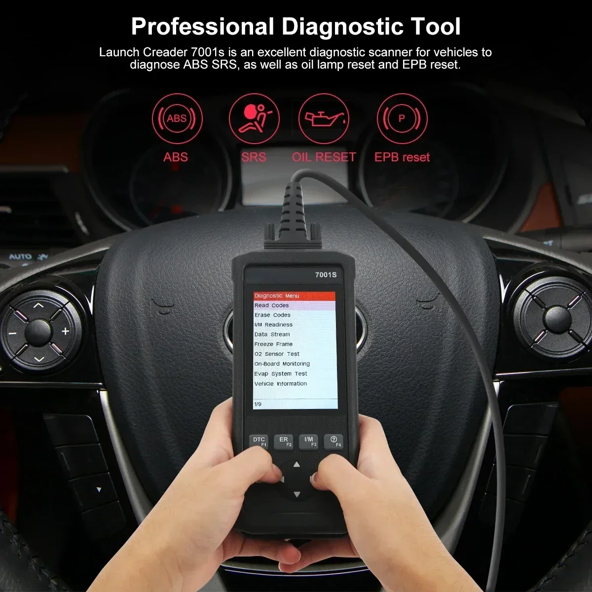 X431 OBDII Creader 7001S con EPB/Reinicio de aceite Funciones OBD2 completas ABS/SRS