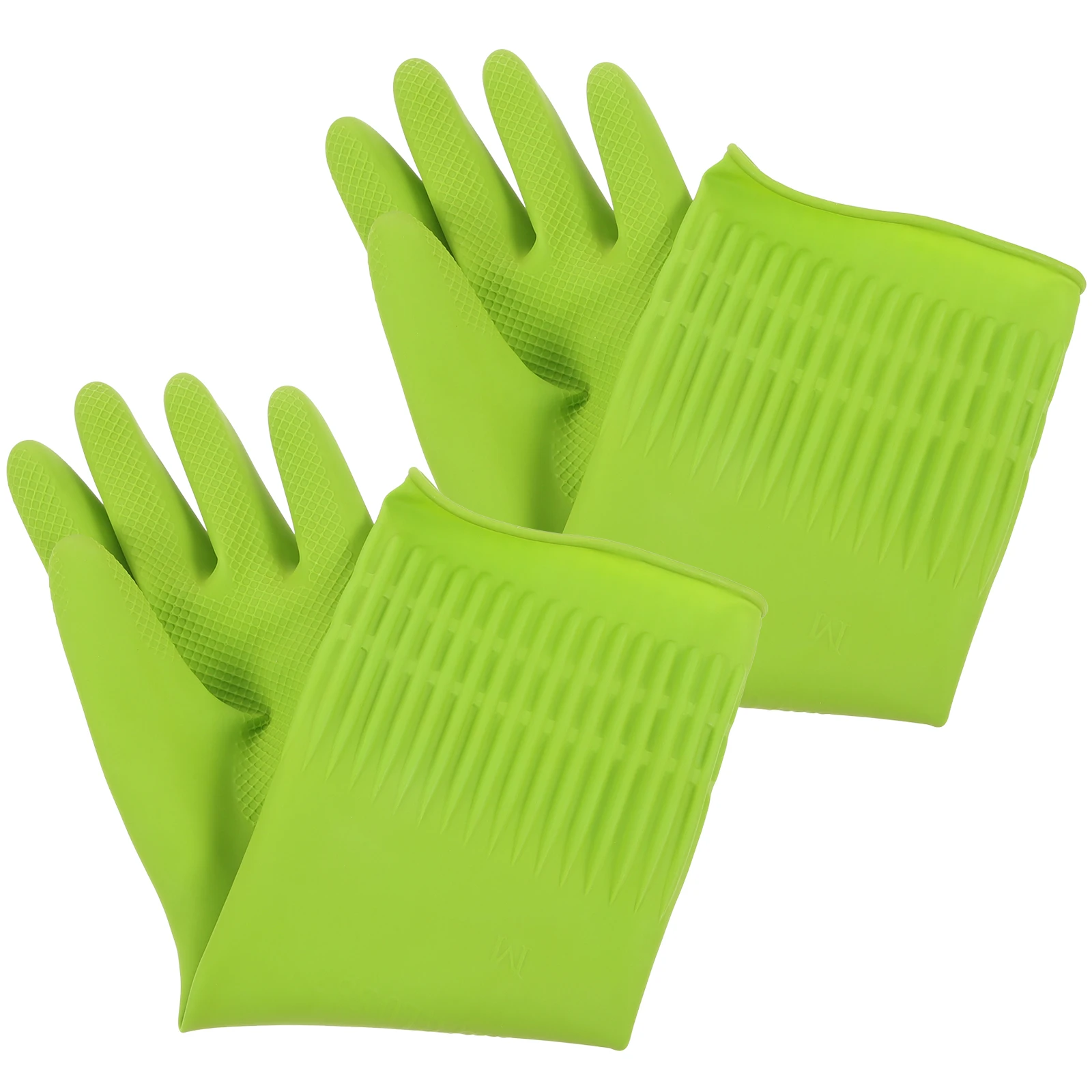 

2pc Large Size Dishwashing Gloves Emulsion Kitchen Reusable Cleaning Anti Slip Granular Palm Finger Household Laundry Car Wash
