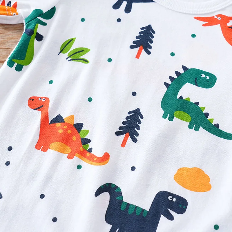 Newborn Clothes Cute Cartoon Dinosaur Full Print CottonComfortable And SoftSummer Boys And Girls0-18 Short Sleeved Baby Jumpsuit