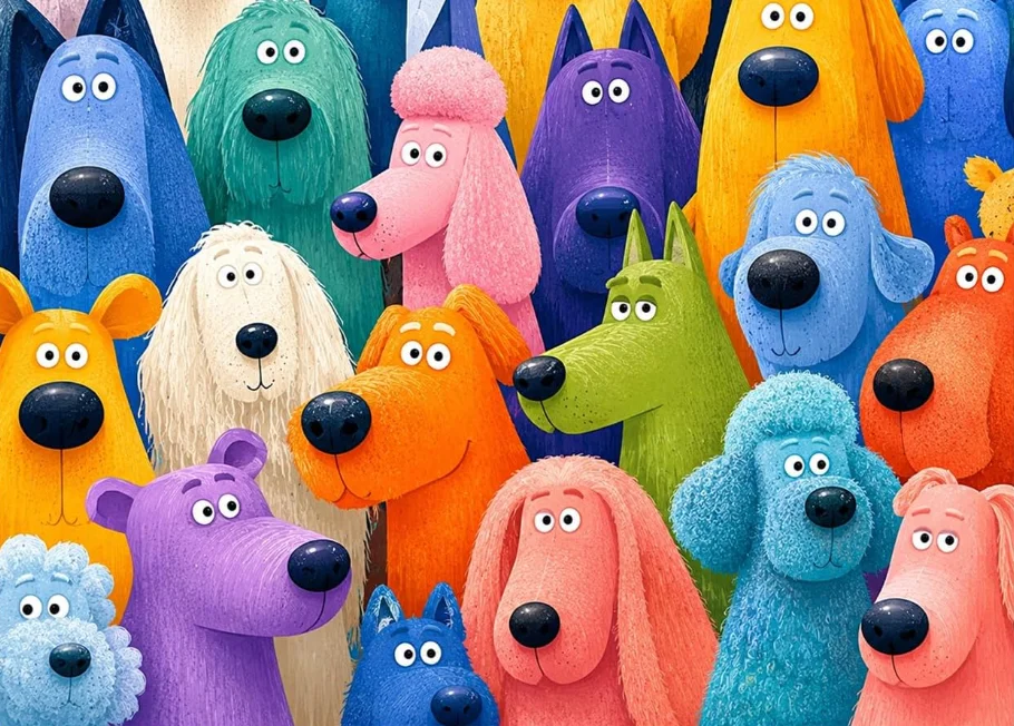 Jigsaw Puzzle 500/1000/1200/2000PCS Vibrant Cartoon Dog Crowd Multicolored Puppies Close Up Portrait Picture DIY Home Decor