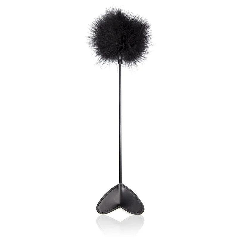 Fouet en plumes en forme de cœur, 42cm, cuir PU, fessée, pour cheval, batte d'équitation, accessoires de performance, cosplay