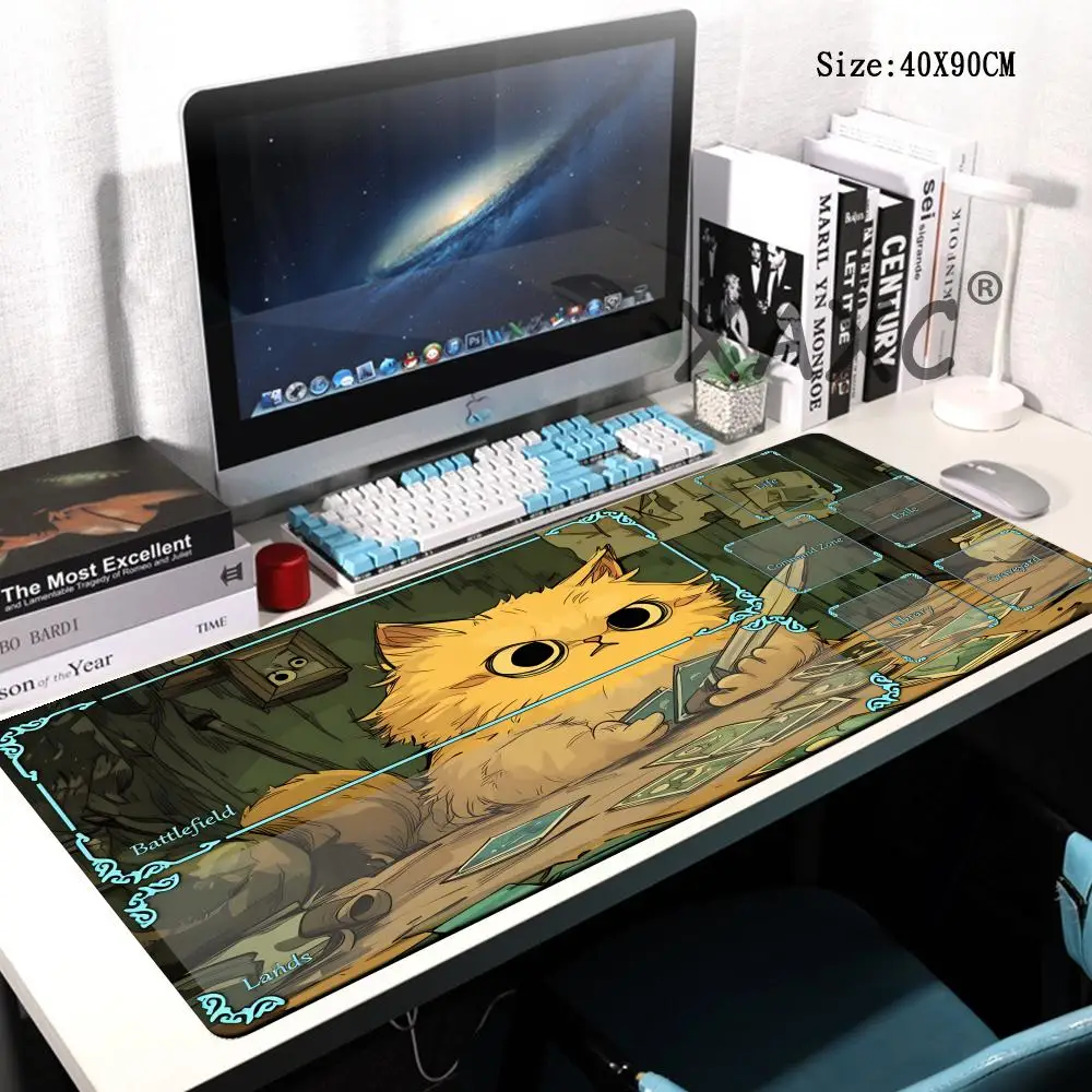 

HYBXAXC Cartoon-style orange cat Magic Playmat Card Battle Gaming Mat with zone mtg playmat desk mat suitable for game gathering
