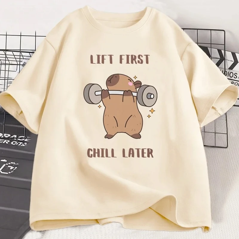 Capybara Gym T-Shirt Women Sports Tee Workout Fitness T Shirt Top Unisex Softstyle Women Tshirt Clothes Women Clothing