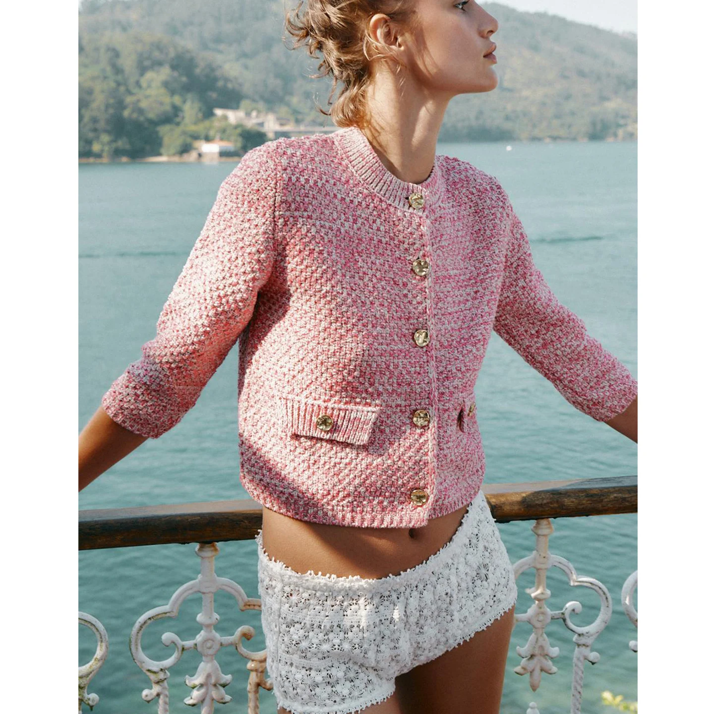 جديد خريف 2025 Fraance Sle غطاء قلاب بزر واحد مستدير Ne Knitted Jaet Faionable Commute فضفاض مناسب...