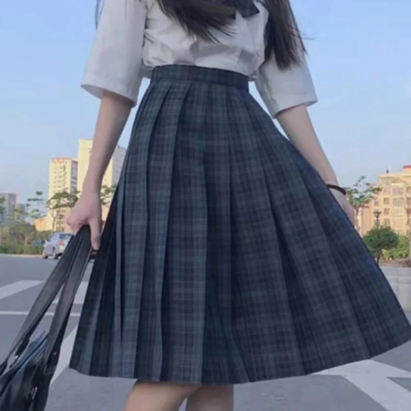 Plisowane spódnice damskie japoński styl Preppy Plaid Faldas Kawaii uczennice szykowna wiosna jesień wysoka talia moda młodzieżowa na wszystkie mecze — zdjęcie 4